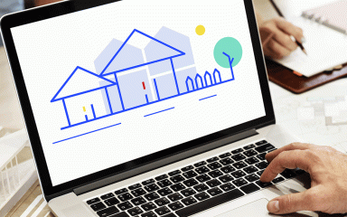 Un ordinateur montrant un dessin de logement